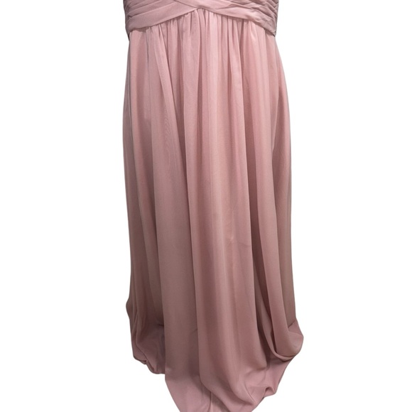 JJ's House Women's Size 14 Formal Maxi Dress Pleated Faux Wrap Bustline Lace - Picture 3 of 8